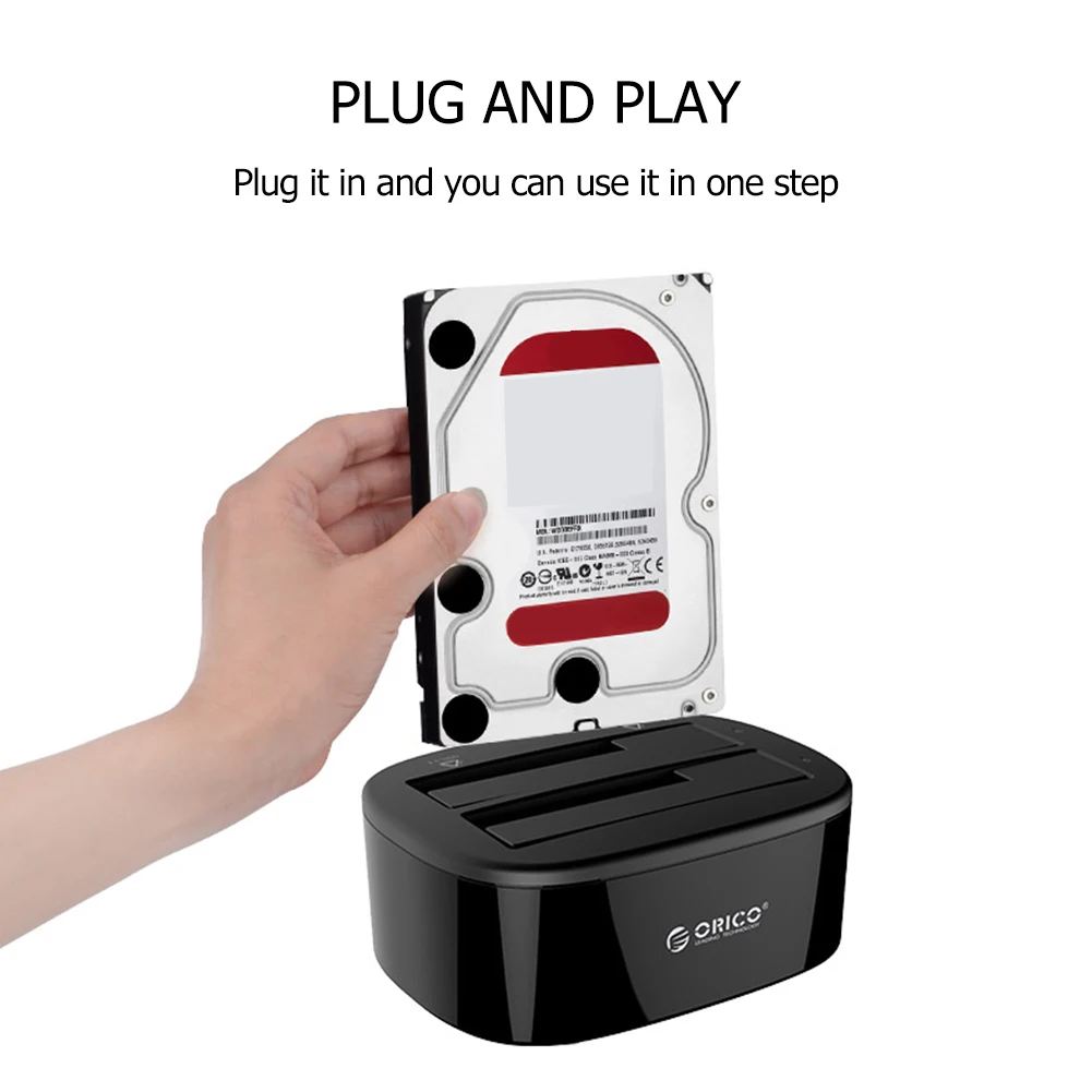 ORICO HDD Case Clone 2.5 / 3.5 inch Hard Drive Docking Station USB3.0 1 to 1 Clone Dual-bay HDD SSD Hard Drive Dock EU/US Plug