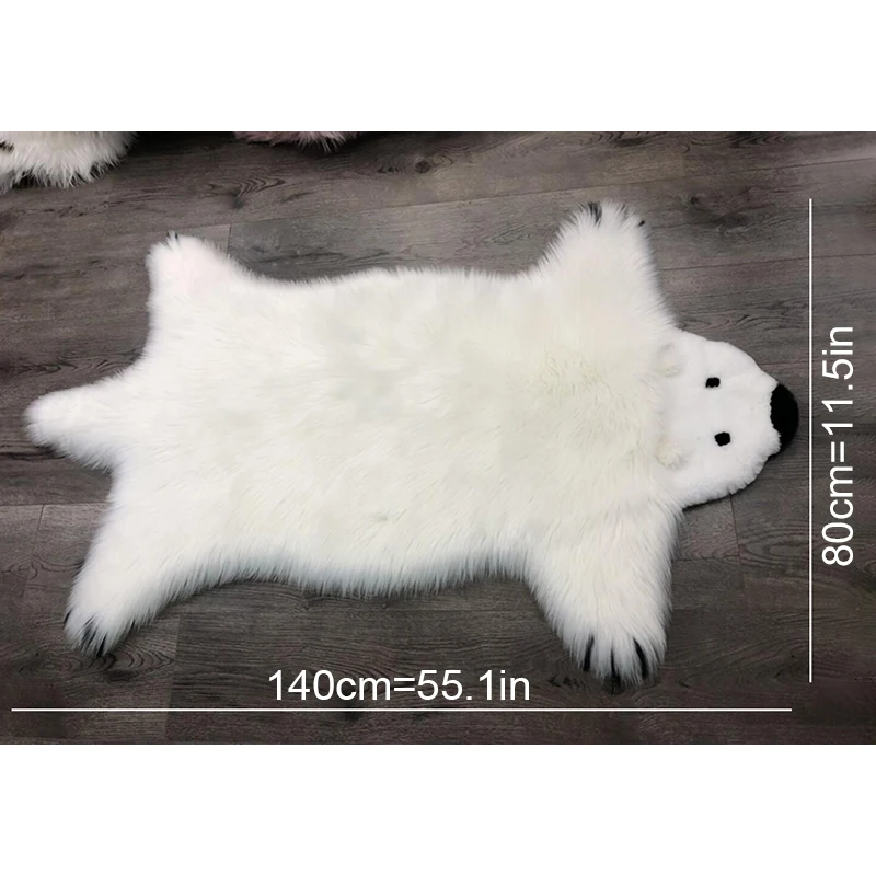 new long plush carpet home living room bedroom animal rug white polar bear rug 80x140cm big floor mat faux fur carpet free global shipping