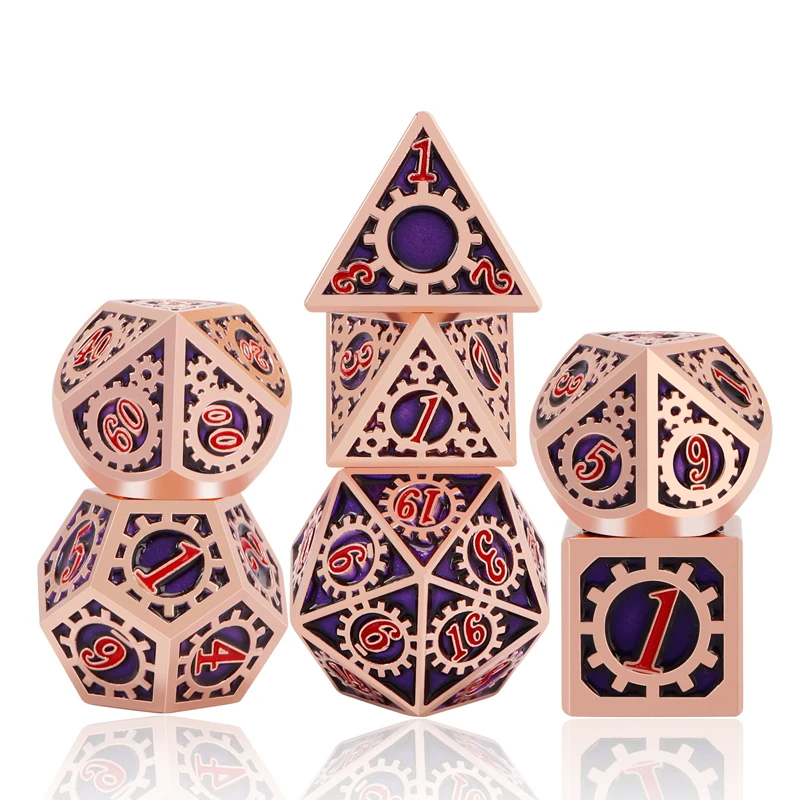 

Metal Dnd Dice Sets Dungeon And Dragon D20 D&D Polyhedral Rose Purple RPG MTG Gear Role Playing 7PCS D20 D12 D10 D8 D6 D4