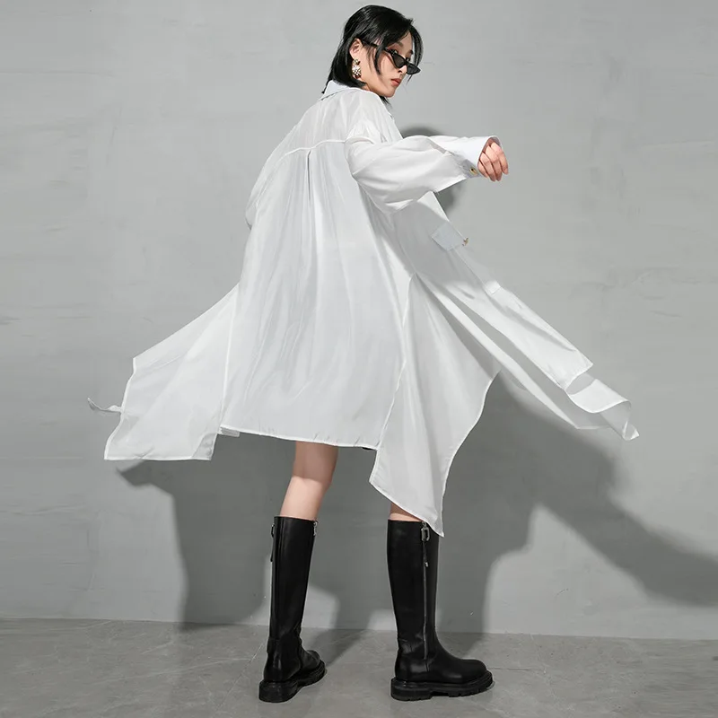 

Elegant style solid color Long Sleeve Fairy Dress irregular style vintage Loose Midi Dress 2020 Autumn Clothing Female