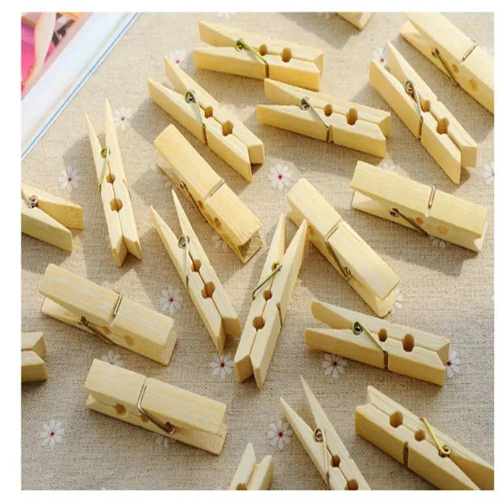 

20PCS/SET Multifunctional Simple Home Essential Convenient Laundry Natural Bamboo Windbreak Clips Fashion Clothes Pegs