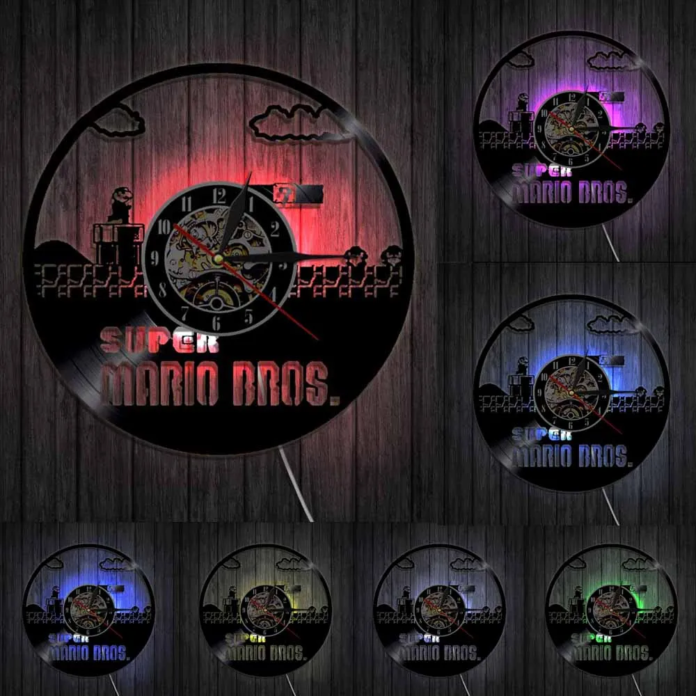 Настенные часы в стиле ретро с грибами для видеоигр Gameboy блок задними знаками