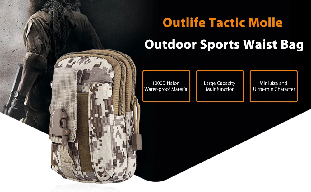 

Waist Pack Men'S Casual Bag Travel Purse Waterproof Belt Zipper Tactical Outdoor Sport Fanny Multifunction Pack Phone Pocket