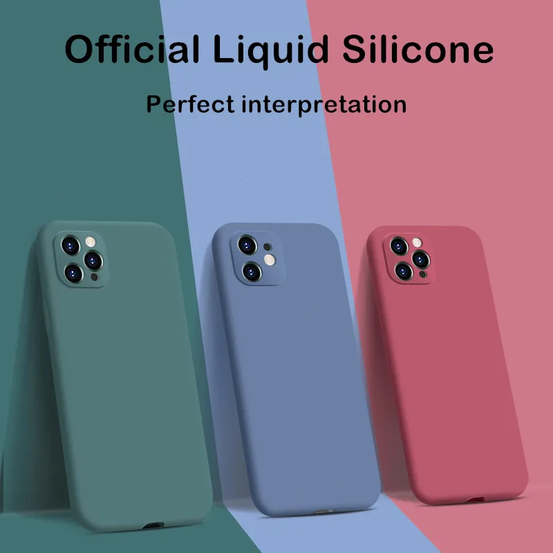 Original Liquid Silicone Phone Case For iPhone 11 Pro XS Max X XR 7 8 6 6S Plus SE 2 2020 Soft Gel Camera Lens Protective Cover