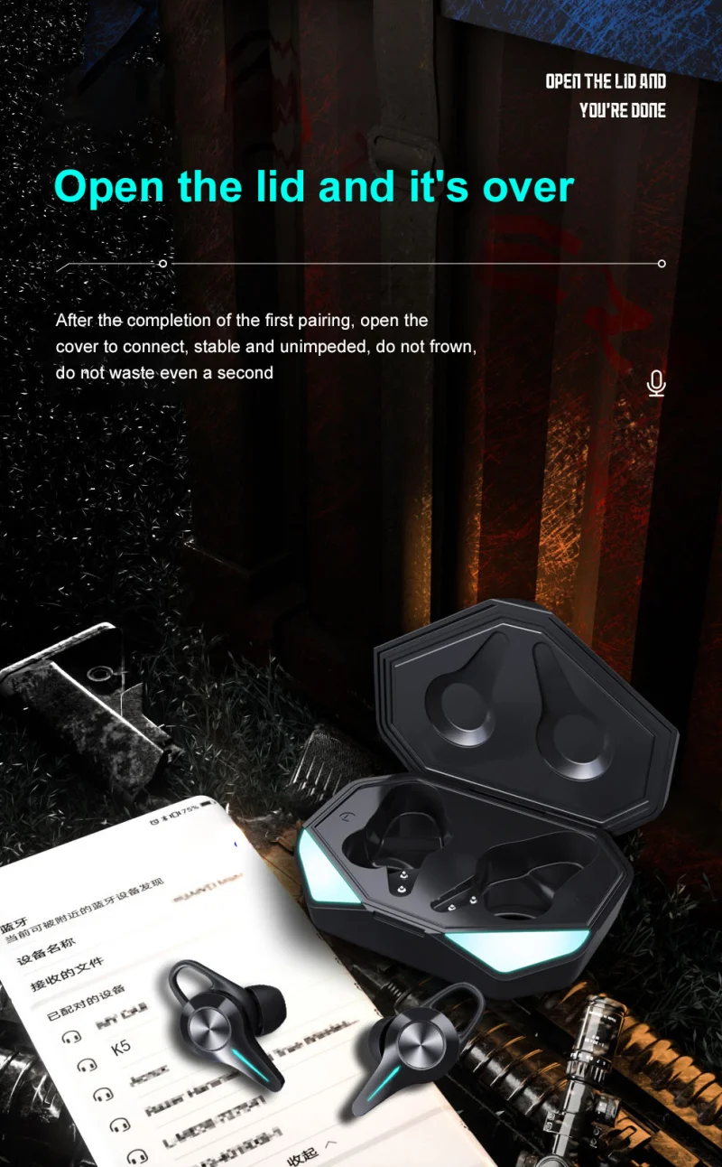 

TWS Bluetooth Earphones Gaming Headset No Delay 9D Hifi Stereo Wireless Headphones LED Light Noise Cancelling Headsets Gamer