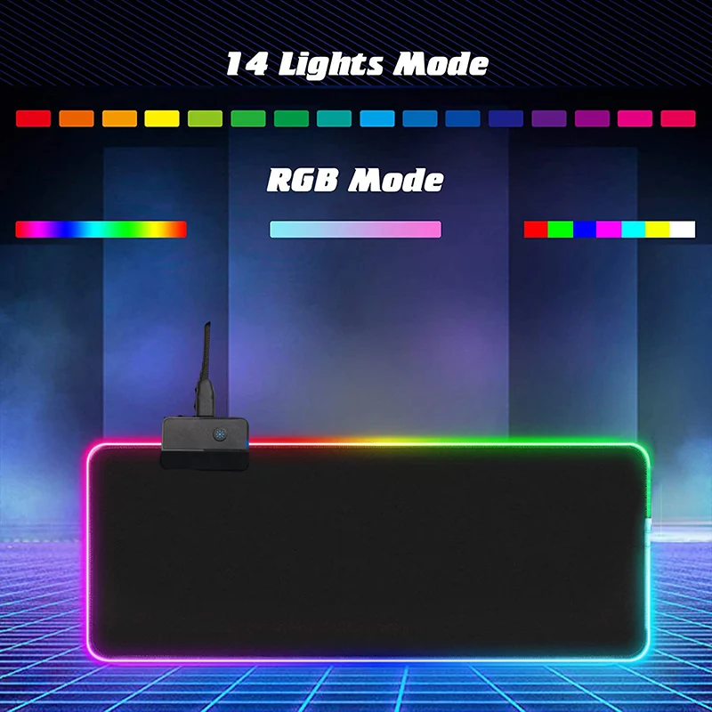 Цветная (RGB игровая Мышь Pad Beexcellent 14 режима света мягкий коврик анти-скольжения