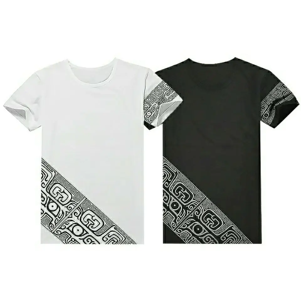 

2021 Summer Men 's New Clothes Men 's Slim -Fit Short-Sleeved T-shirt Printed Trendy Handsome Half-Sleeved Base Shirt