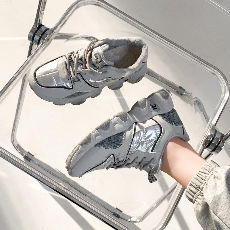 

2020 Winter Warm Women Platform Chunky Running Sneakers Old Dad Female fashion Sneakers female waterproof Casual Vulcanize Shoe