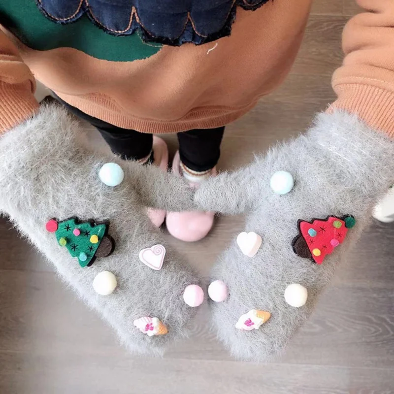 6 цветов перчатки для маленьких девочек Зимние Повседневные теплые из