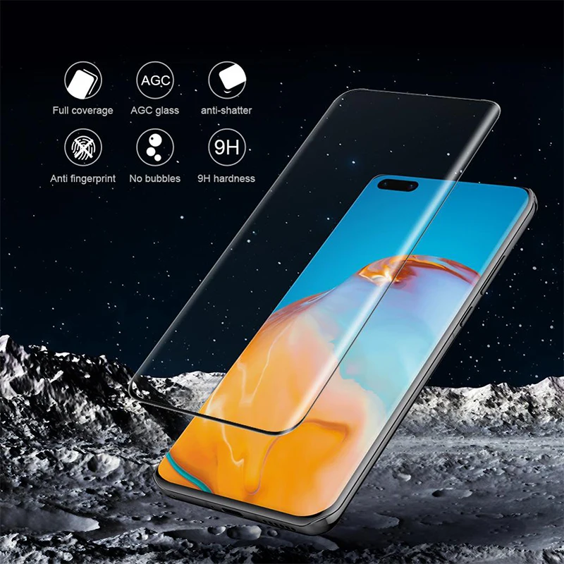 

For Huawei P40 Pro Tempered Glass 3D Curved Surface Full Screen Cover Film P 40 Pro Clear and Black Hot Bending Protective Film