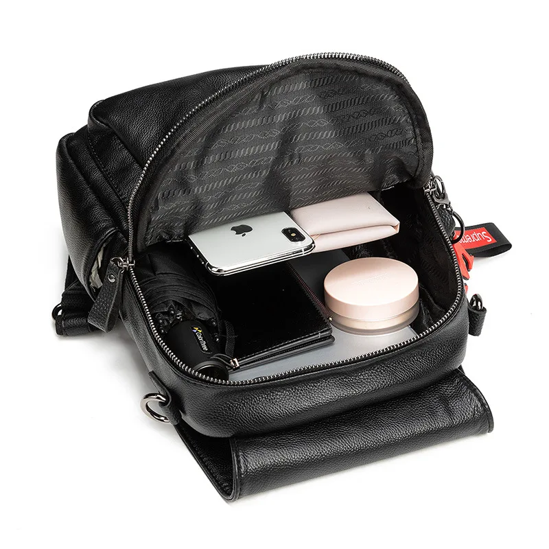 

Fashion Backpacks Female Brand Genuine Leather Women's Backpack Large Capacity School Bag For Girls Leisure Luxury Shoulder Bags