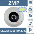 Потолочная купольная IP-камера Sony IMX307 + GK7205V200 со встроенным микрофоном, панорамная, рыбий глаз, H.265, 2 МП, ONVIF, VMS, XMEYE, обнаружение движения