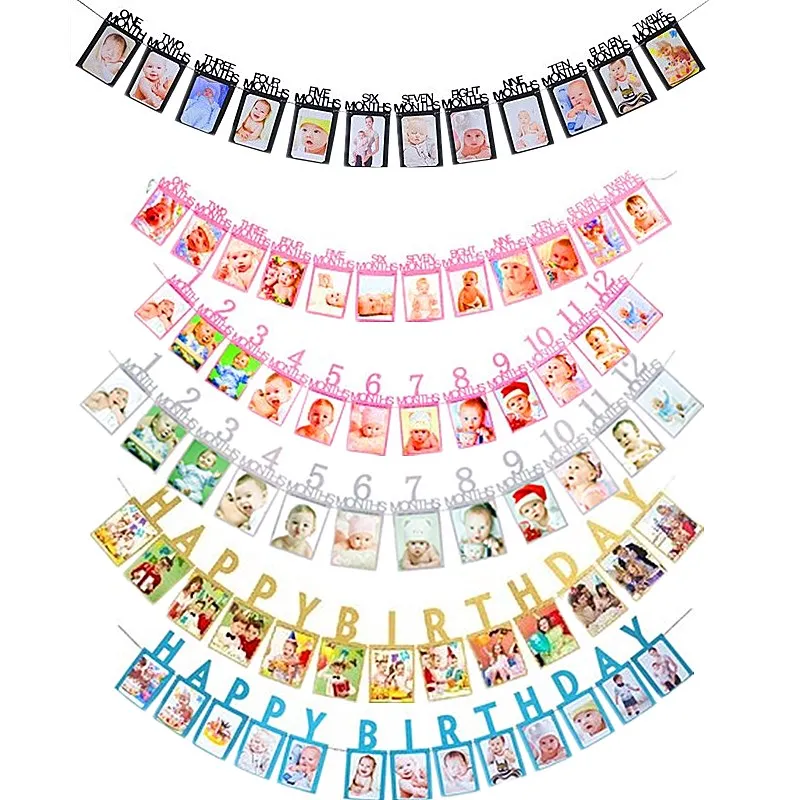 12 наклеек Баннер для детей первая детская вечеринка девочка мой первый год