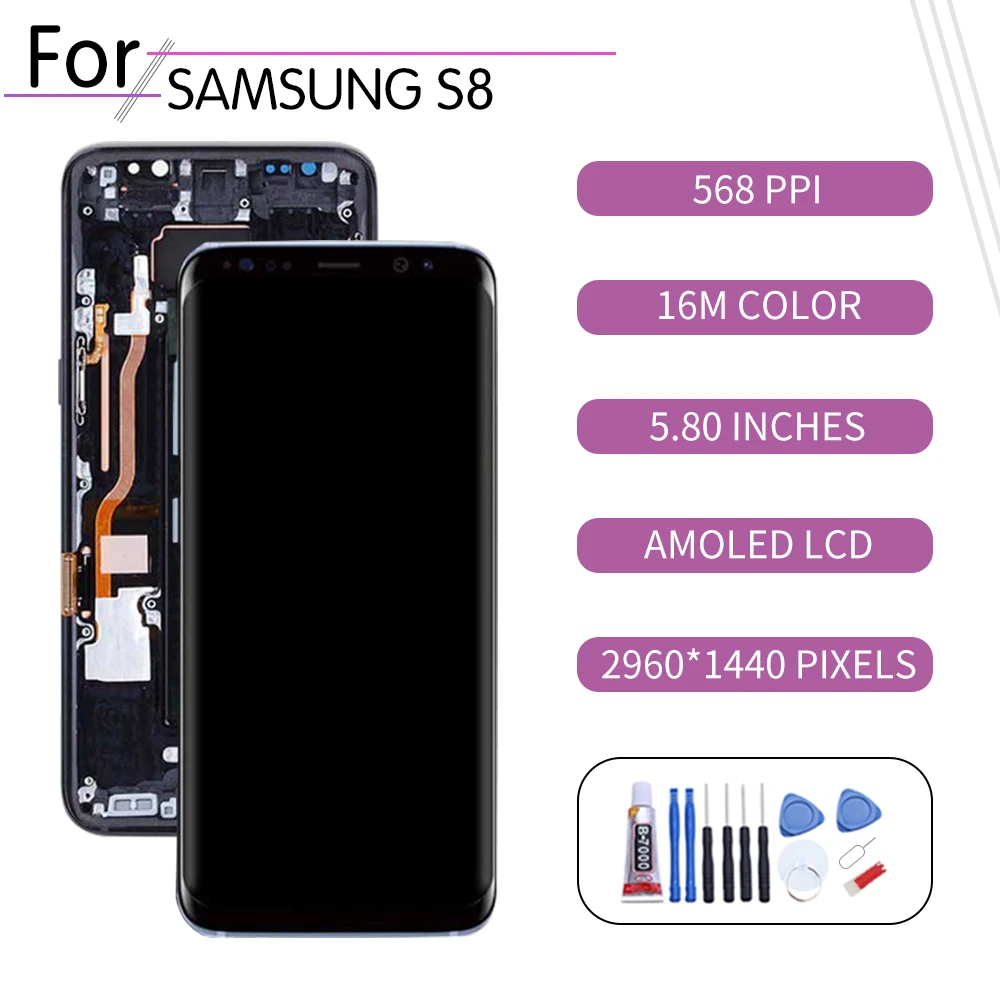 5 8 &quotоригинал для Samsung Galaxy S8 ЖК дисплей с сенсорным экраном дигитайзер в сборе