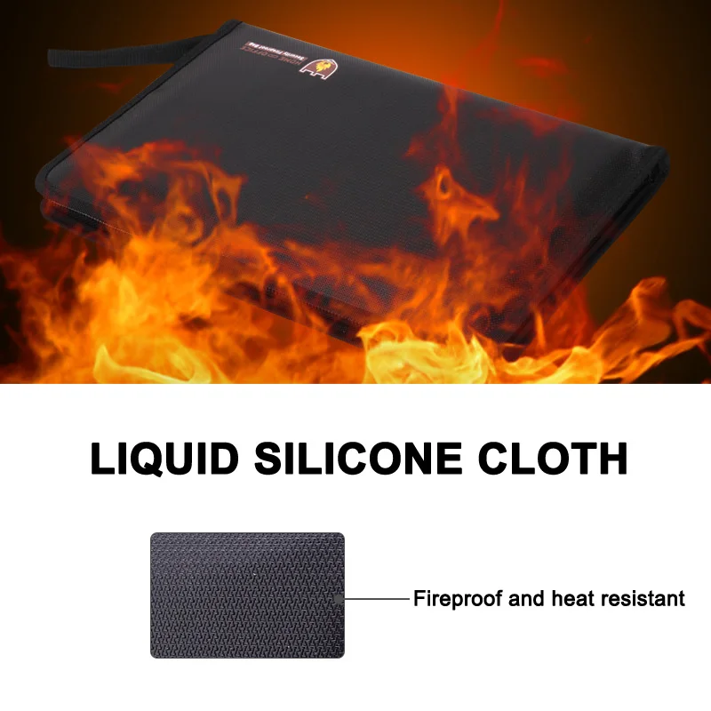 

Fireproof Document Bag 12 Pockets Waterproof Fire Resistant Safe Envelope for Cash Passport PUO88