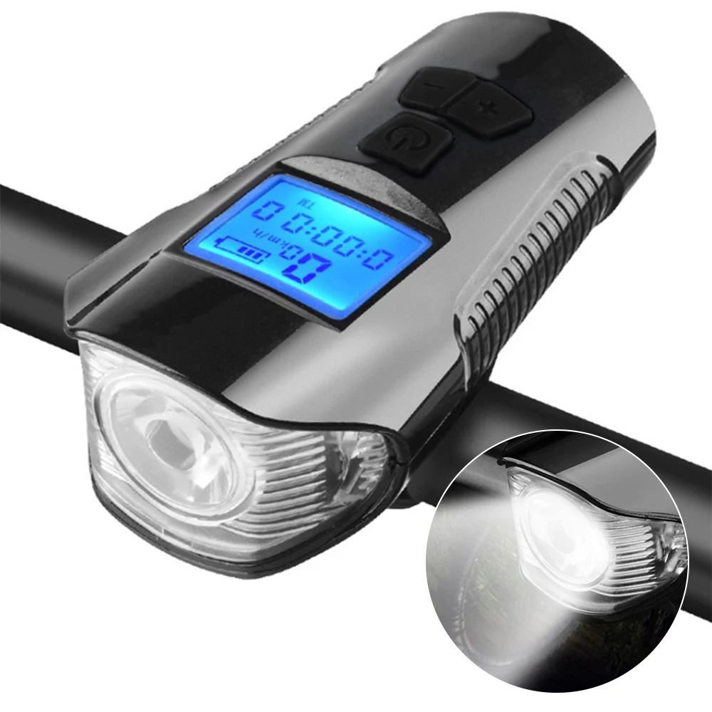 Bicycle Light Computer Speedometer Lights USB Rechargeable Bike Front Flashlight LED Warning Cycling Portable | Спорт и развлечения