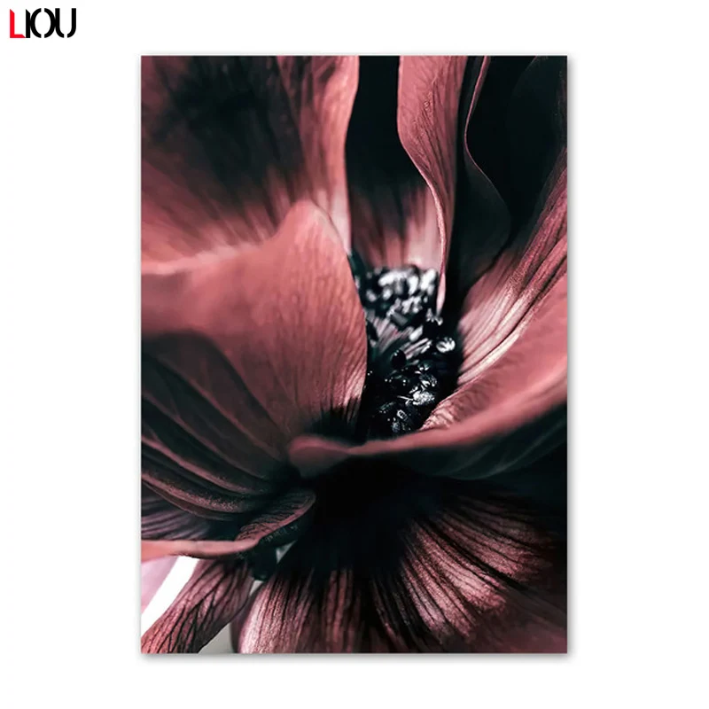 Настенные постеры с красными розами и фотографиями в скандинавском стиле | Дом