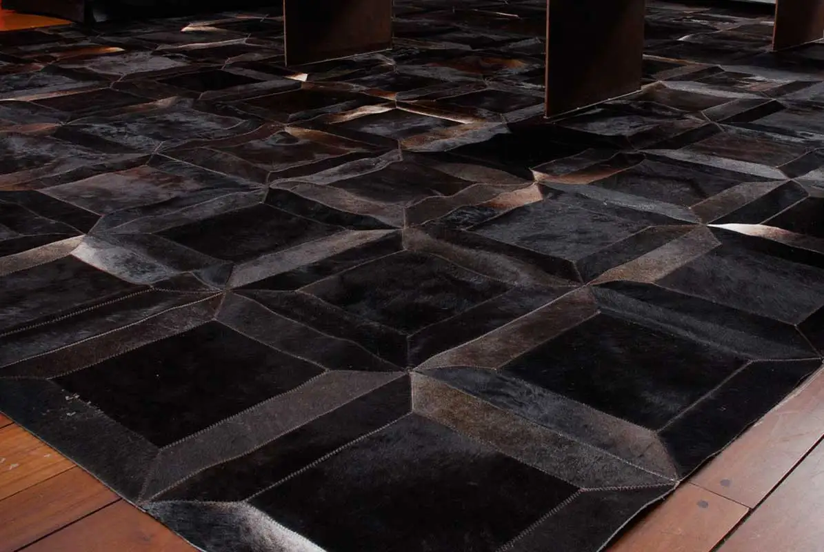 

Chocolate Brown Cube Patchwork Cowhide Rug HF-42