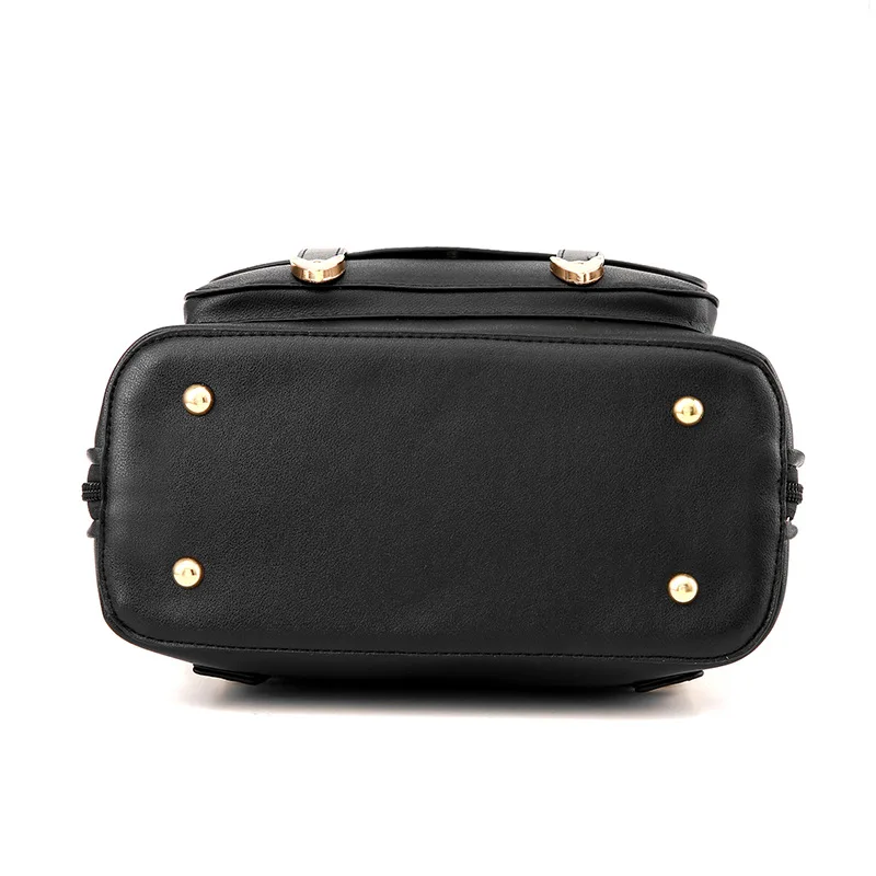 

Girls backpack ladies fashion bag Korean version large capacity exquisite outdoor women pure color simple zipper pu polyester