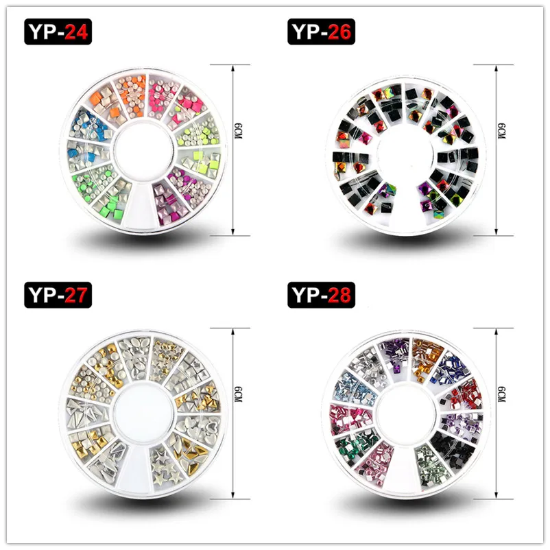 4 коробки смешанных цветов Стразы для ногтей камни AB цветные стразы неправильные