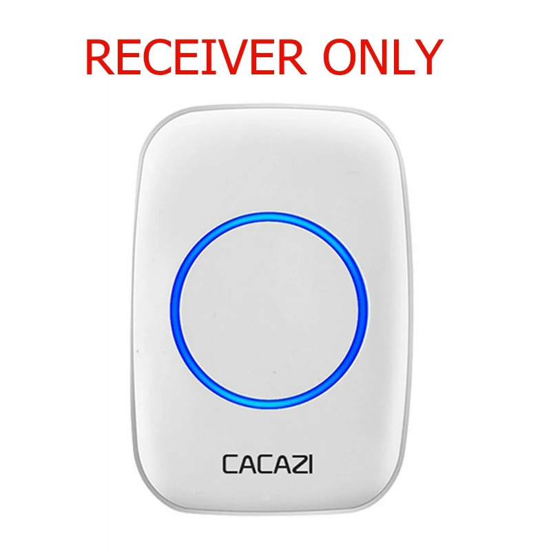 white receiver Водонепроницаемый беспроводной дверной звонок CACAZI с дистанционным управлением на 300 м, кнопка для домашнего звонка, звонок с разъемом США, ЕС, Великобритании, беспроводной приемник - Цвет: white receiver