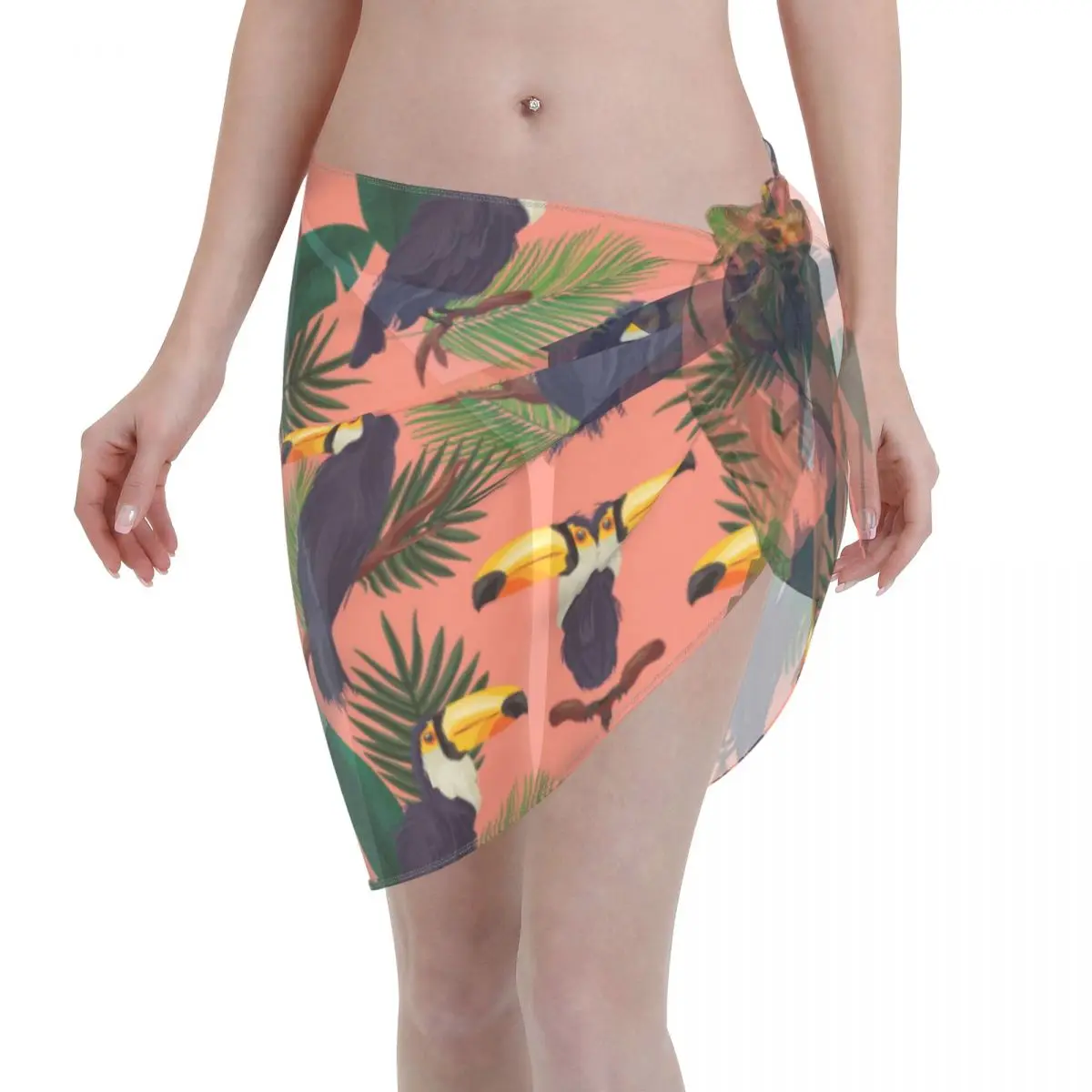 

Womens Swim Wear Bikini Cover Up Tropical Summer Birds Beach Mini Wrap Skirt Sarong Pareo Shorts Summer Beachwear