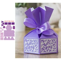 3d foldable gift box elegant flower pattern tag metal cutting dies scrapbooking album paper diy card crafts new 2019
