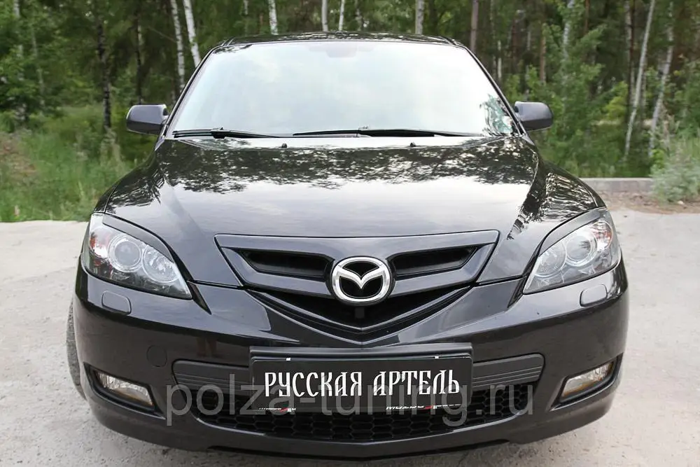 Накладки на передние фары реснички Mazda 3 (хэтчбэк) 2003—2008| |