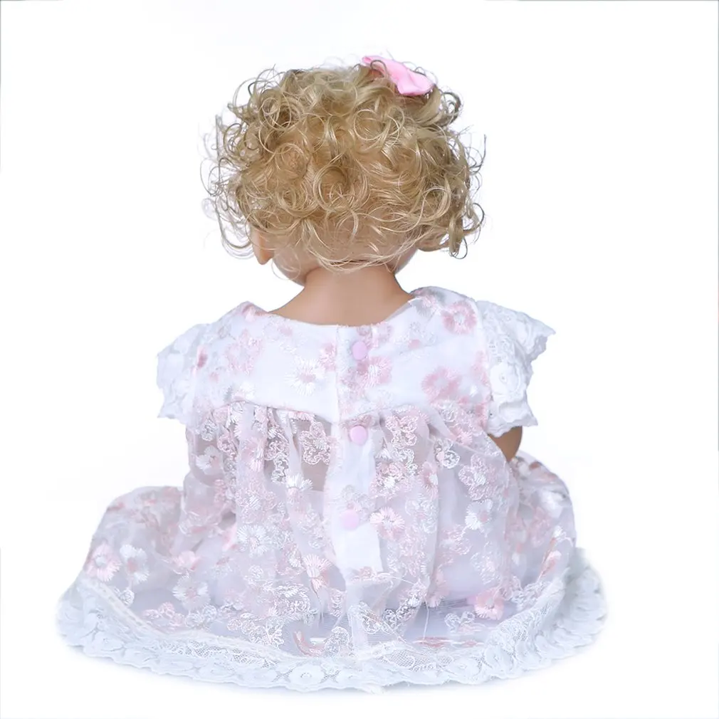 

Doll reborn toddler 47cm soft silicone reborn baby dolls soft lifelike Brown Blonde Hair surprise girl Clothes gifts