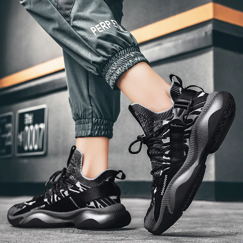 Мужские кроссовки на толстой подошве дышащие Спортивные высокого качества для