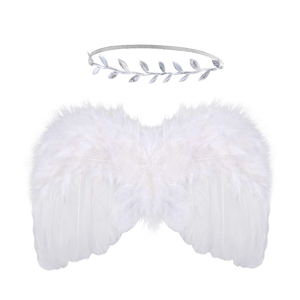 Boys Girls Leaf Headband Birthday Angel Wings Cute Newborn Baby Artificial Feather Gift DIY Photo Prop Set Art Soft Party |