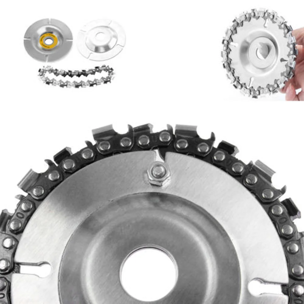 

4 " 100x16mm 22 Tooth Chain Grinder Chain Saws Disc Woodworking Chain Plate Tool Multional Wood Carving Disc Angle Grinding Tool