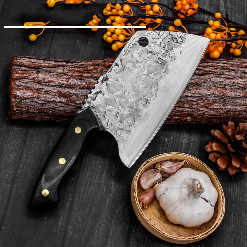 

Handmade Forged Steel Kitchen Knife Sharp Blade Chopping Slicing Meat Cleaver Butcher Knives