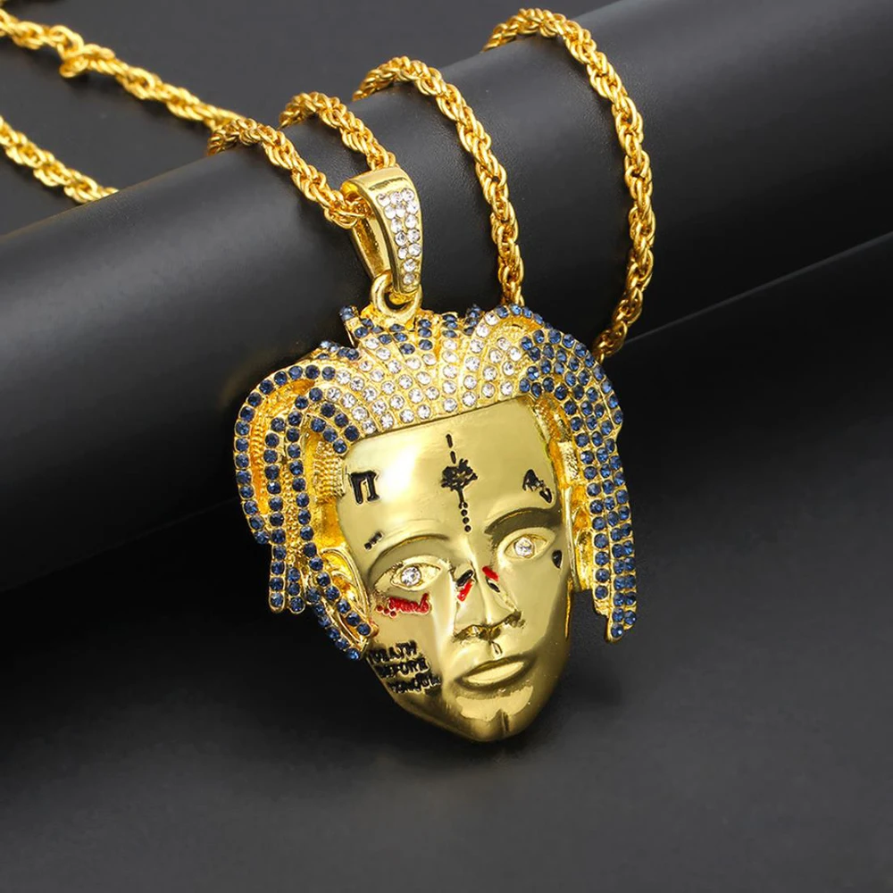 Горячие Стильные XXXTentacion певица лицо Ожерелья Подвески хип хоп ювелирные изделия