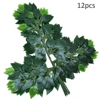 12pcsbranch simulation plant artificial ficus leaves plastic tree real touch fake flower party home decor wedding decoration