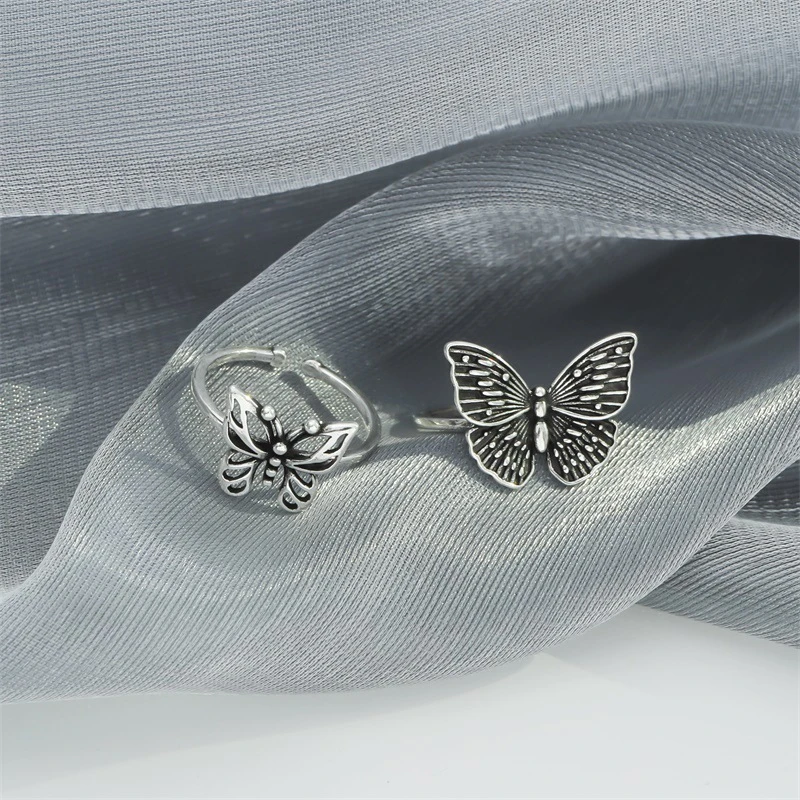 

Fashion Simple Hollow Design Butterfly Ring For Women Silver Color Adjustable Open Finger Rings Minimalist Party Jewelry Gift