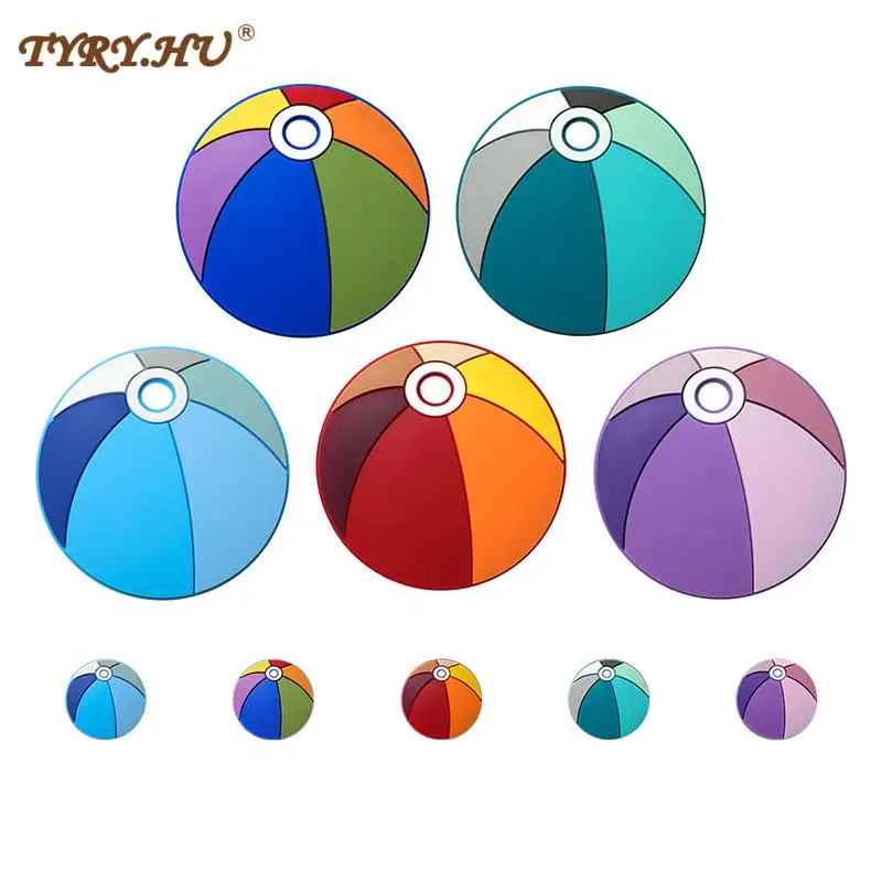 

TYRY.HU 2pcs/set Cartoon Ball Silicone Teether Beads BPA Free Material for DIY Baby Pacifier Chain Food Grade Silicone Beads