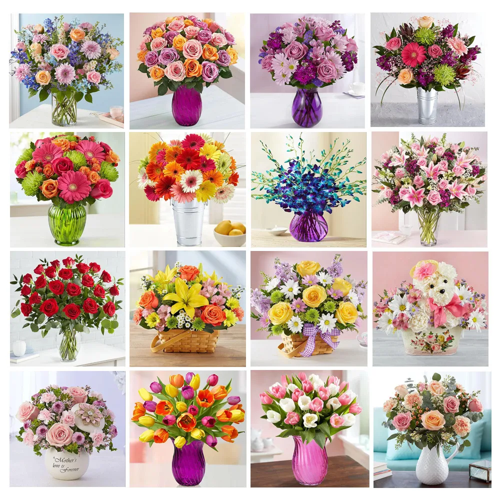 5D Full Diamond Mosaic Vase DIY Cross Stitch Set Flower Home Decoration Christmas Gift Wall Decoration Painting