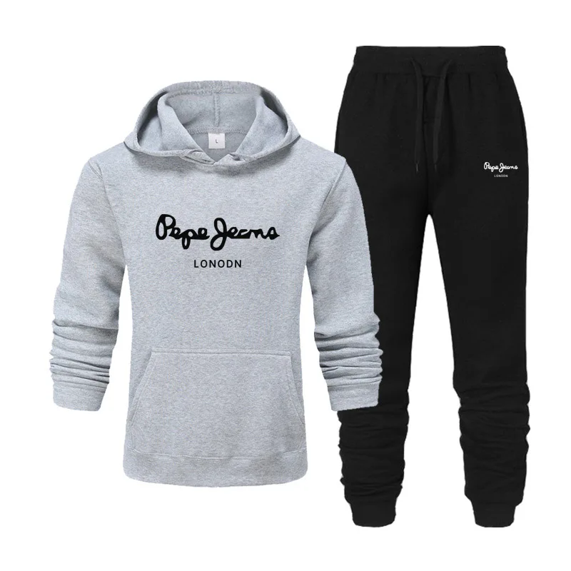 Горячая Распродажа зимняя мужская одежда Мужской комплект с толстовкой принтом