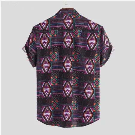 Camisa мужская гавайская рубашка 2020 летняя Этническая с коротким рукавом