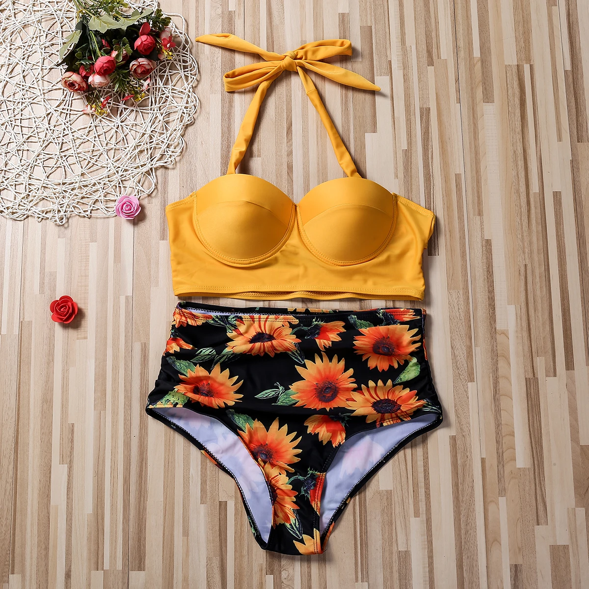 Женский комплект бикини Раздельный купальник с чашками пуш-ап пляжная одежда