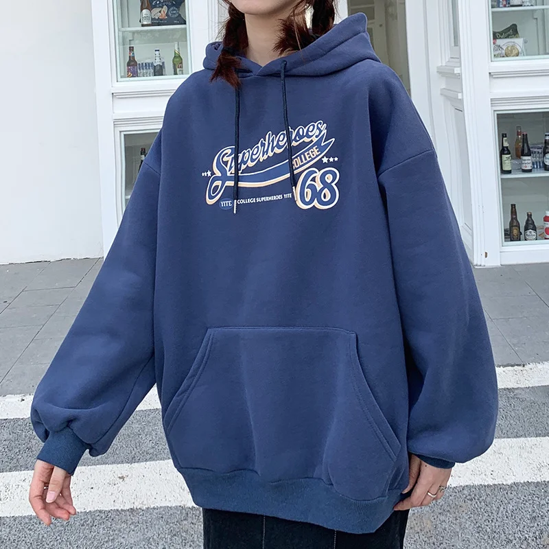 

Осенняя одежда в Корейском стиле, модная Толстая флисовая подкладка с длинными рукавами и надписью