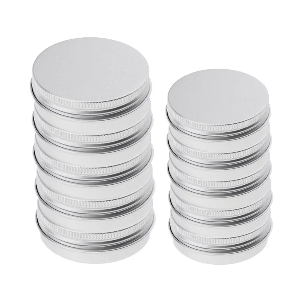

10Pcs 25/150ml Empty Aluminium Cosmetic Pot Jar Tin Container with Screw Lid