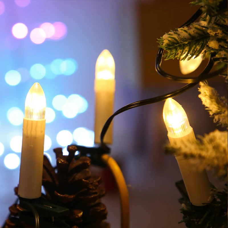 20Pcs LED Candle Light Warm White String Christmas Tree Decoration Family Dinner USB Indoor Fairy | Дом и сад