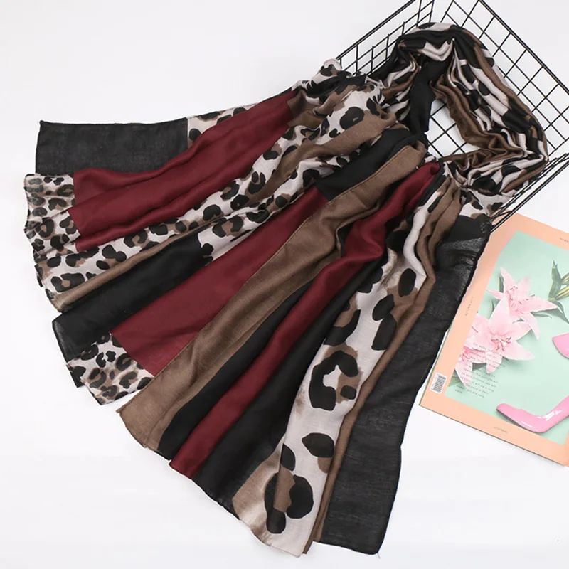 2021 Spain Fashion Ombre Sexy Leopard Tassel Viscose Scarf Lady Print Soft Neckerchief Shawls Wraps Muslim Hijab Sjaal 180*90Cm