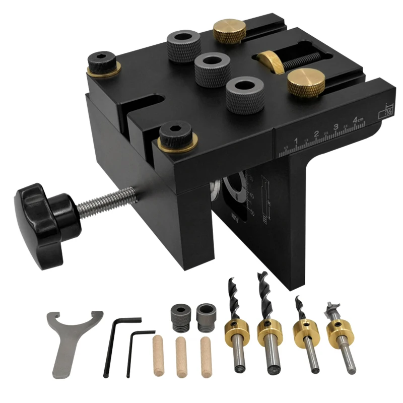 

Pocket Hole Fixture Kit Tool 3 In 1 Woodworking Pin Fixture Kit With Locating Clip Adjustable Drilling Guide Punch Positioner