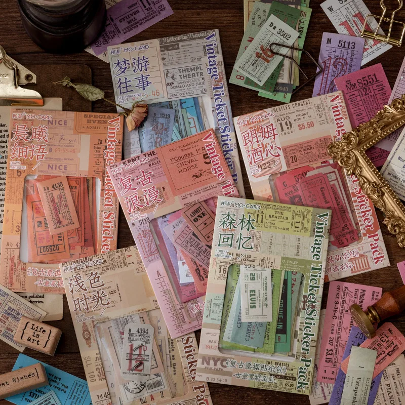 

40 шт. винтажные Стикеры для скрапбукинга Diy s Pack, декоративные антикварные бумажные стикеры для билета в стиле ретро для украшения дневника, ...