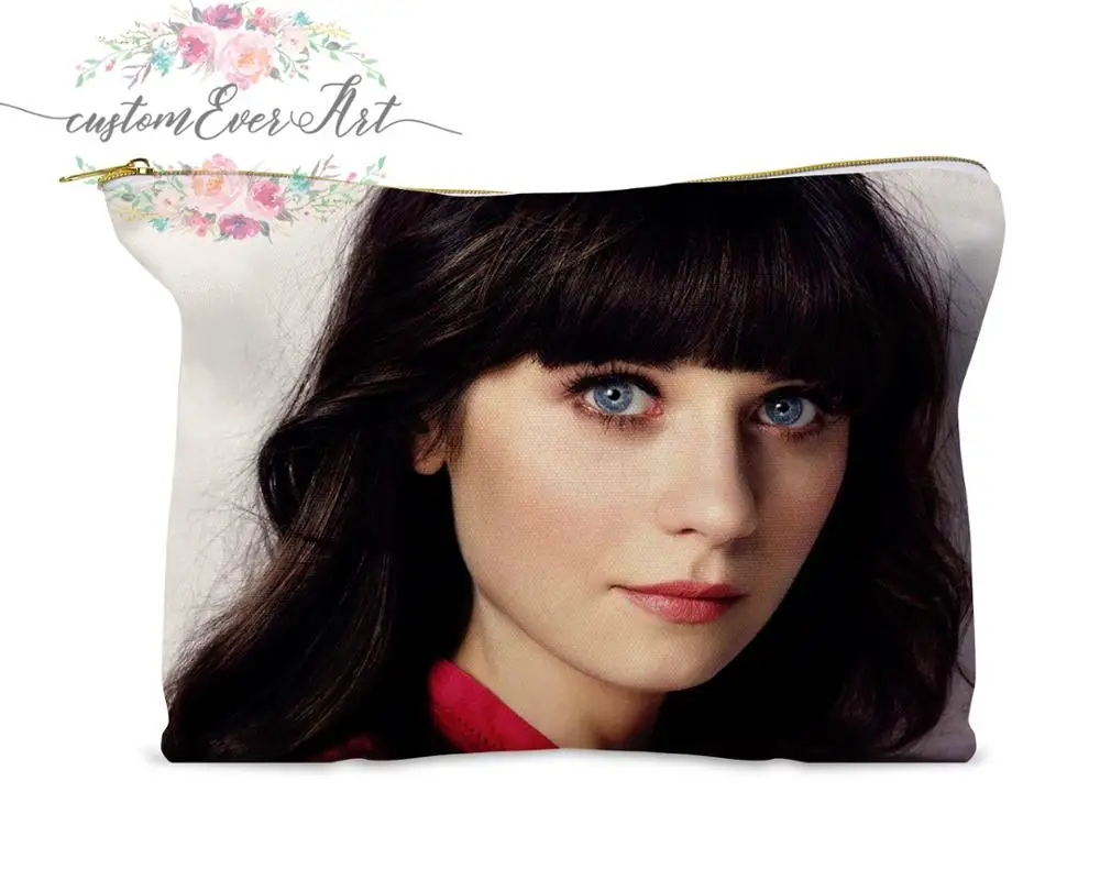 

Zooey Deschanel cosmetic bag personalized small makeup bag funny makeup organizer toiletry bag zipper pouch