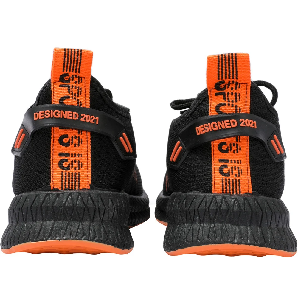 

Men Fashion Cheap Sneakers Breathable Casual Shoes Orange Sole Mesh Lightweight Weaving Five Stripe Trainers zapatillas hombre