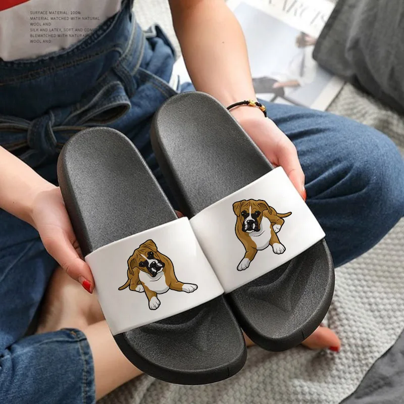 

Indoor Slippers Women Summer Non-Slip Cartoon Dog Home Shoes lady Soft Sandals Bathroom Slippers Flat Flip Flops female shoes